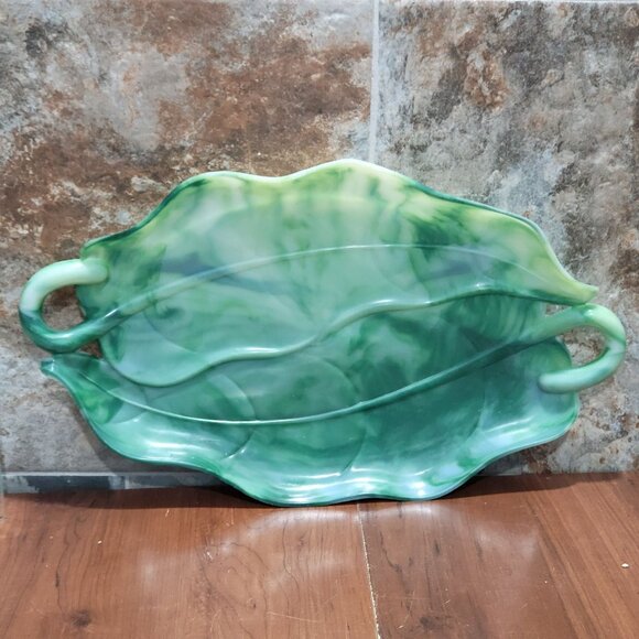 Vintage Serving Tray Platter A Lucky Wish Green Plastic Swirl - Picture 1 of 13